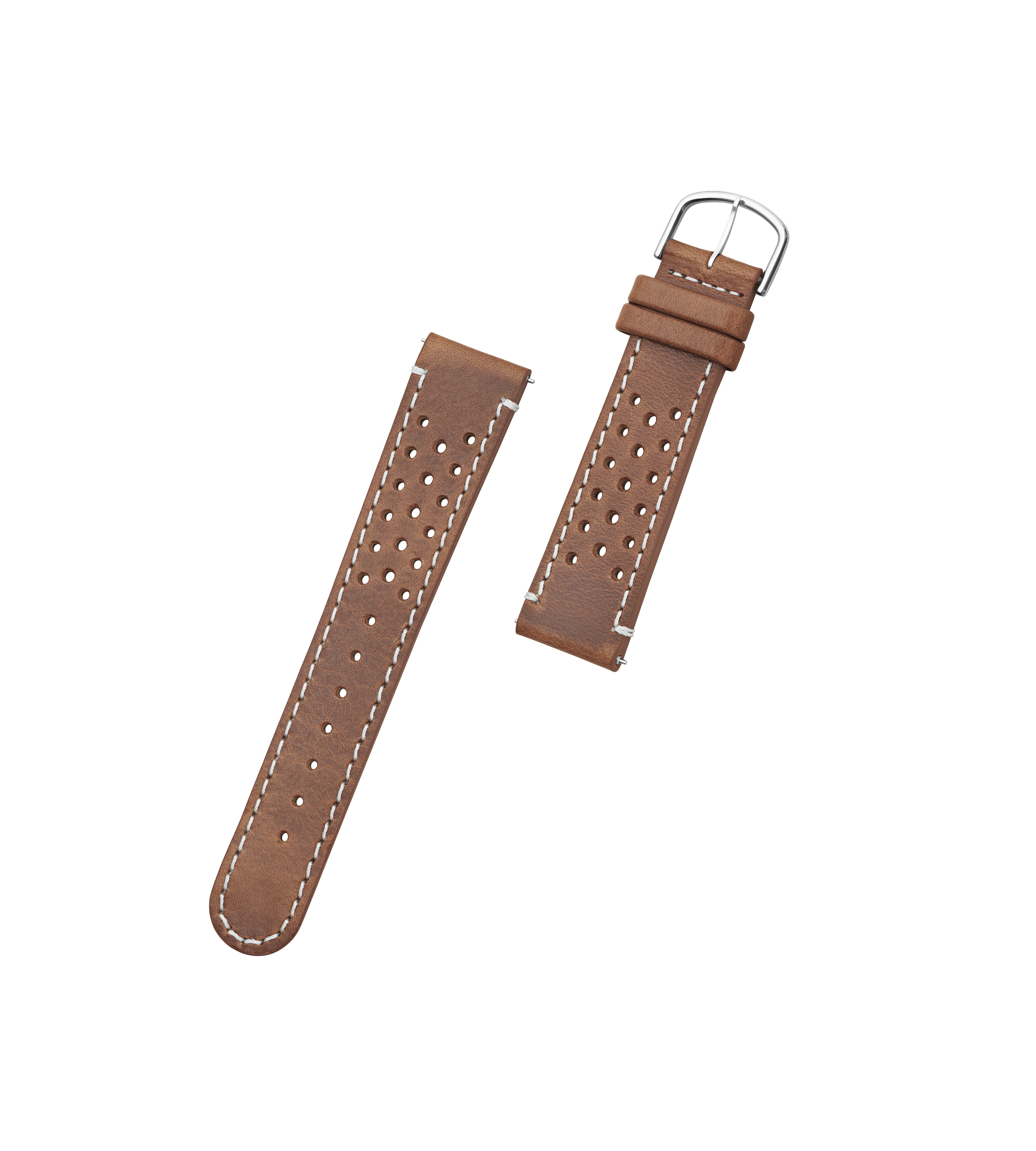 Bowen Silver Brown leather watch strap