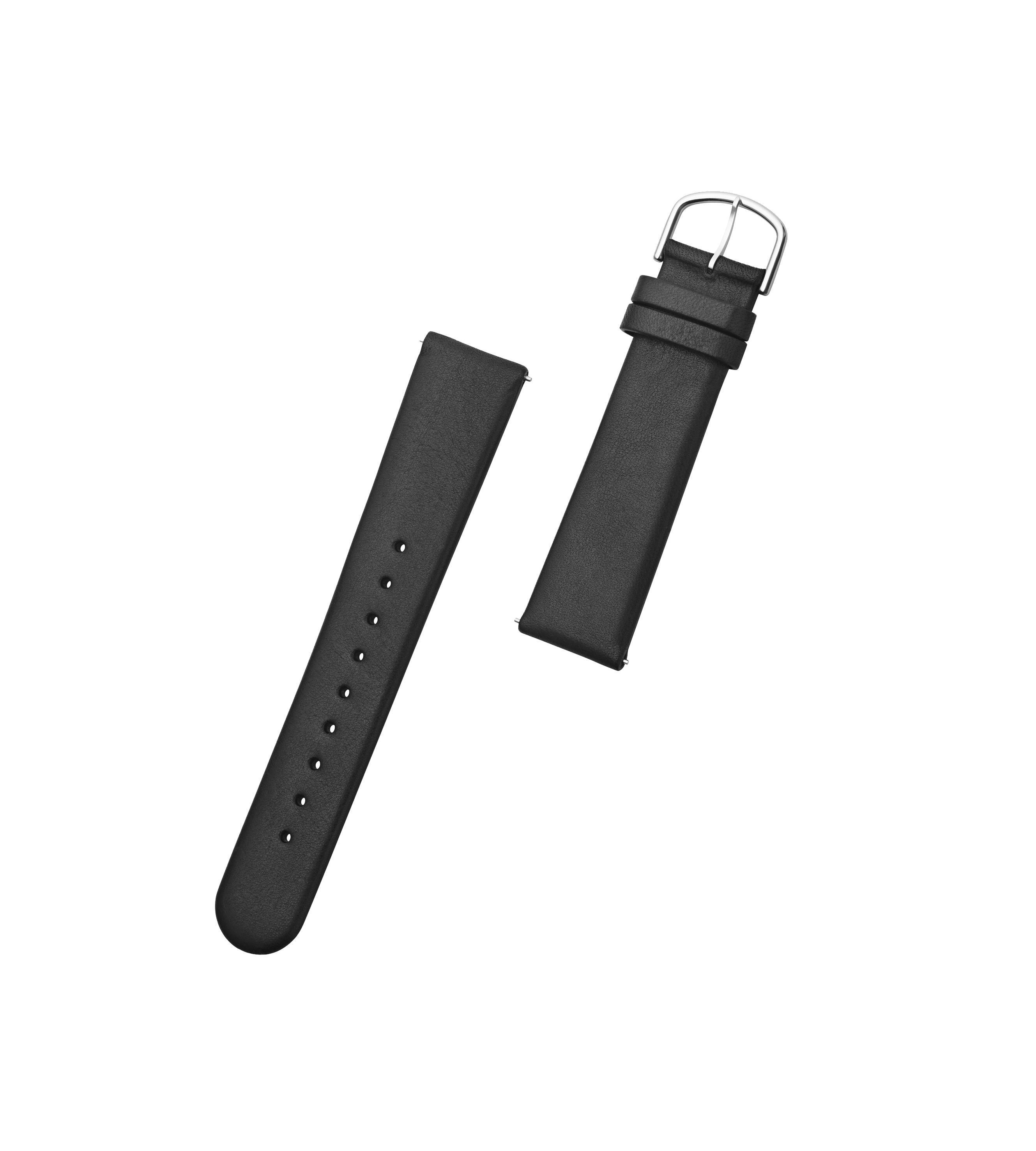 Copenhagen Silver Black leather watch strap
