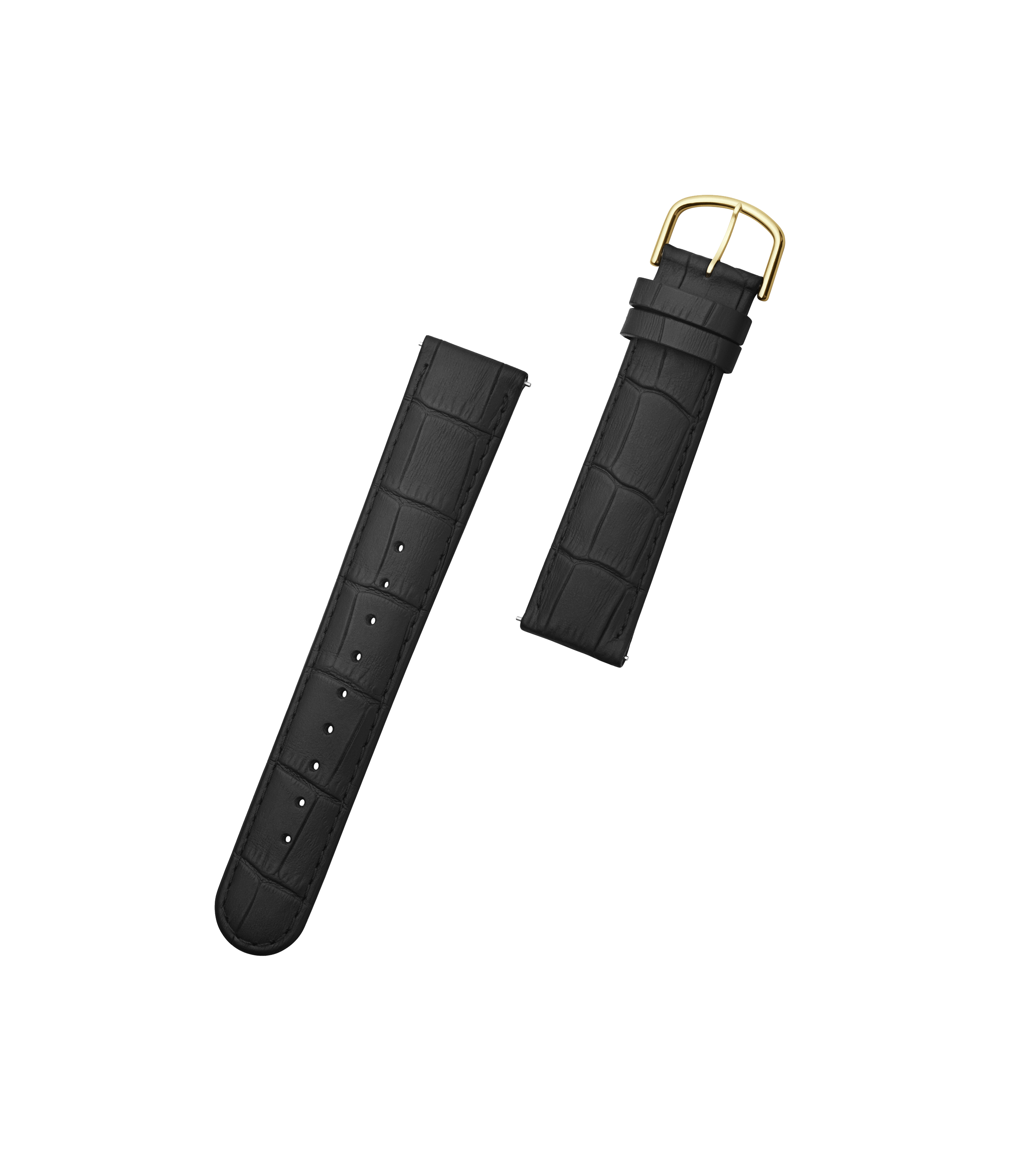 Ossel Gold Black leather watch strap