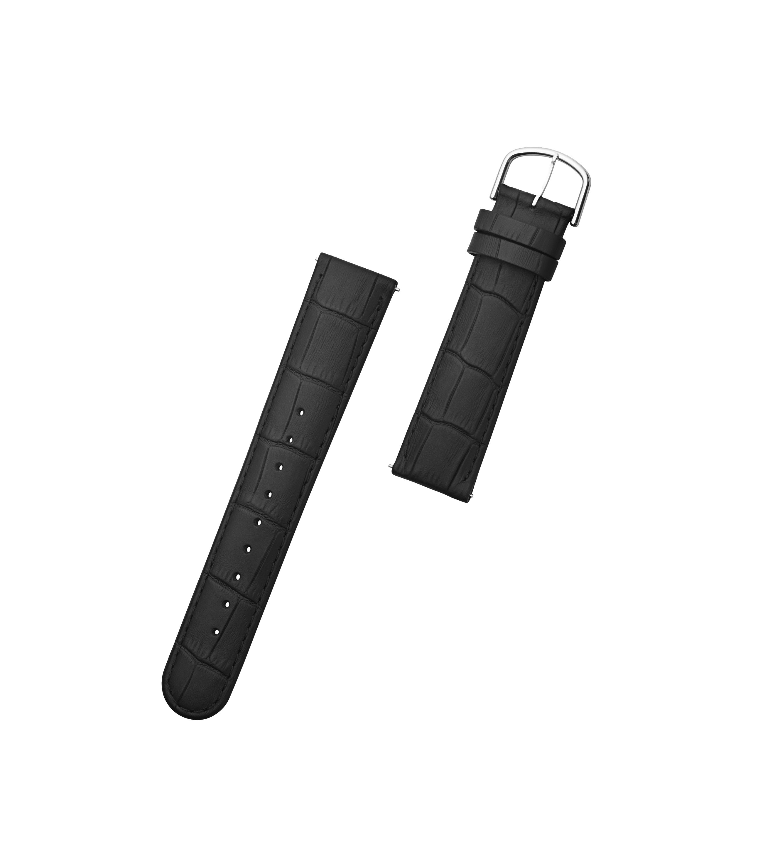 Ossel Silver Black leather watch strap