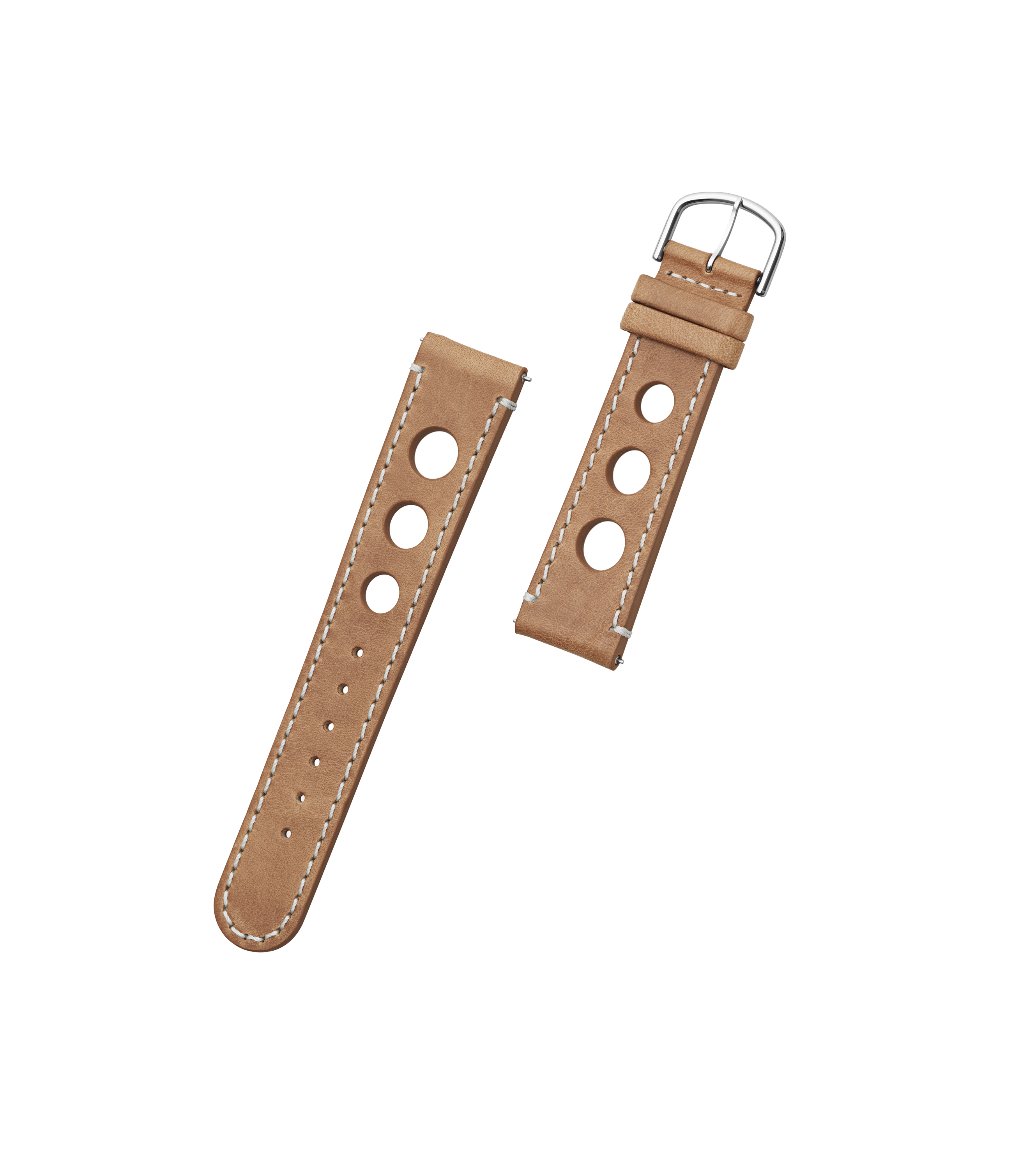 Hitch Silver Brown leather watch strap